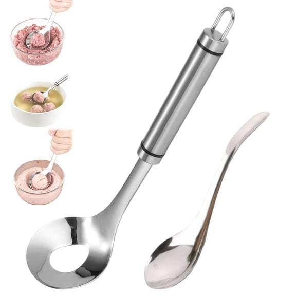 Stainless Steel Meatball Maker Spoon, Long Handle Meatball Shaping Tool with Perforated Design, Kitchen Utensil for Making Meatballs