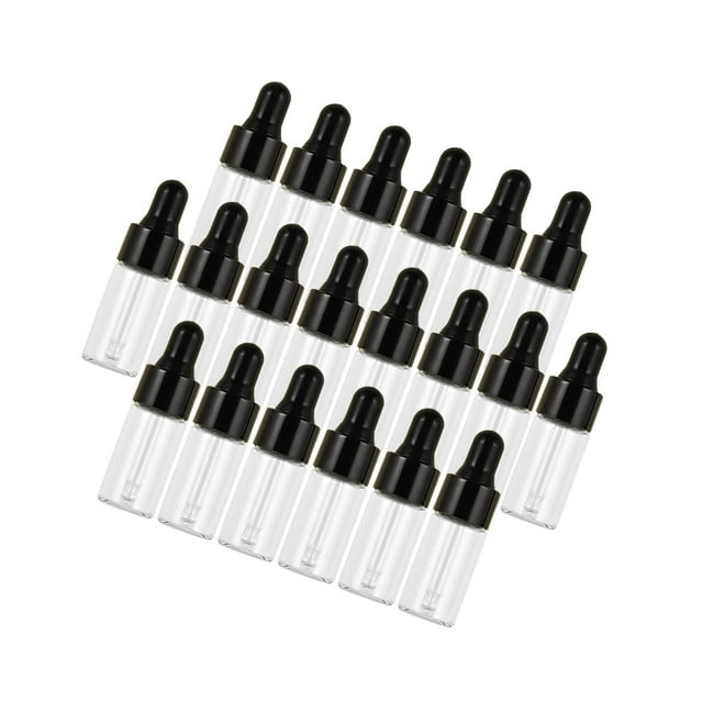 relayinert 20 Pieces Empty Glass Dropper Bottles Containers for Perfume Oils Liquids Black 3ml