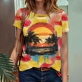 thumbnail image 2 of fanshangmao Short Sleeve Button up Women Fitted Women Summer Tops Trendy Crewneck Tshirt Women Cotton Tie Dye T Shirt Women Top, 2 of 8