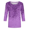thumbnail image 4 of Homenesgenics Womens Tops under $5 Women's Printed Round Neck Pullover Long Sleeved Casual Tops for Women Sequined Plus Size Tunic Tops Womens Tops under $10, 4 of 5
