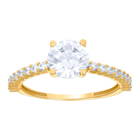10k Yellow Gold Womens Cubic Zirconia Fashion Ring 6.5x6.5mm Wide Ring for Women - 1.8 Grams