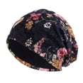 thumbnail image 3 of Bonnets Bombers Pliables en Maille Rafraîchissante pour Femmes Imprimé Floral Fait Main Coton Chimiothérapie Perte de Cheveux Rose, 3 of 3