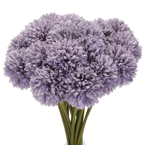 Artificial Flower Heads, Silk Chrysanthemum Hydrangea Purple Faux Flowers 20Pcs