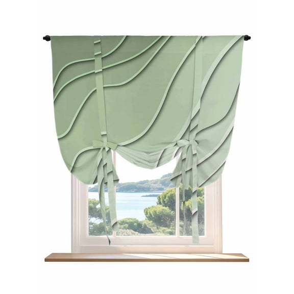 Geometric Sage Green, Tie Up Curtains for Windows 45 Inch Length Balloon Curtains Kitchen Adjustable Balloon Window Shade Gradient Contemporary Stripes Tie Up Valance Bathroom Curtain Window 34"x45"