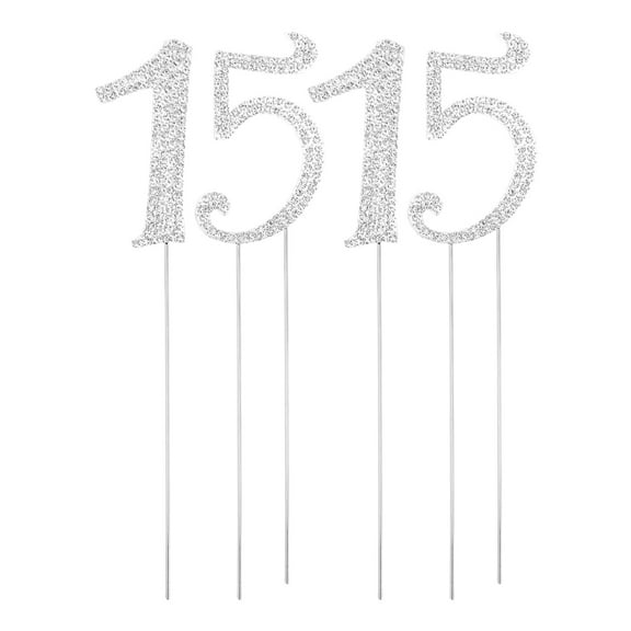 OULII 2Sets Plated Silver Number 15 Cake Decorations for Birthday and Anniversary Parties