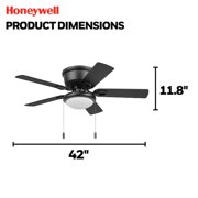 Honeywell Braystone 42 in Indoor LED Ceiling Fan with Pull Chain, Matte Black