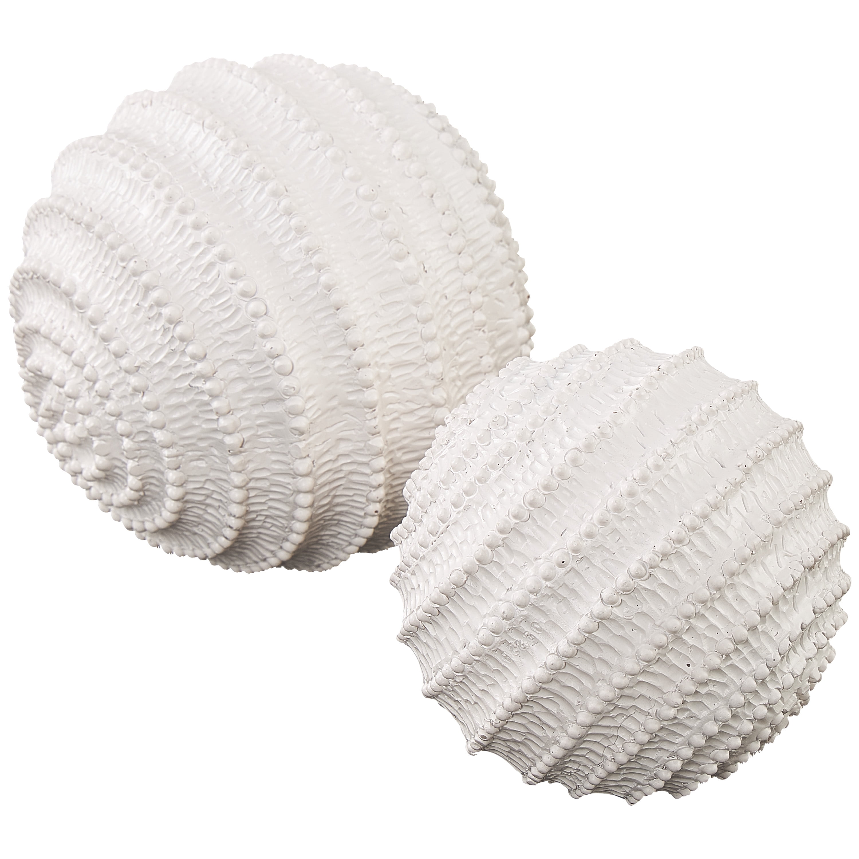 6", 5"H Cream Resin Textured Coral Sculpture with Dimensional Ball Details, by DecMode (2 Count)