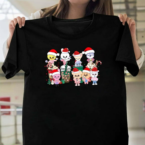 Skzoo Coffee Christmas Funny Graphic Unisex T-Shirt, Cute K-Pop Holiday Fan Gift G0116, Up to Size 5XL
