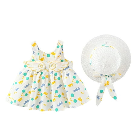 

DNDKILG Baby Toddler Girls Summer Dresses Sleeveless Dress Cherry Sundress Green 1Y-5Y 80/6