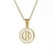 thumbnail image 1 of Collar de letras de acero inoxidable redondo con concha de oro de 18 quilates, anillo de acero de titanio de moda europea y americana, colgante de 26 letras para mujer, 1 of 5