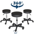 thumbnail image 3 of Hassch Swivel Stool, Black PU Leather Padded Round Rolling Seat with Wheels, Max 300lbs Load, 18.11"-24" Adjustable Seat Height, for Home Office, Salon, Barber Shop, 3 of 10