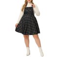 thumbnail image 2 of Unique Bargains Women's Plus Size Overall Pinafore Adjustable Straps Swing Short Dress 1X Black, 2 of 6