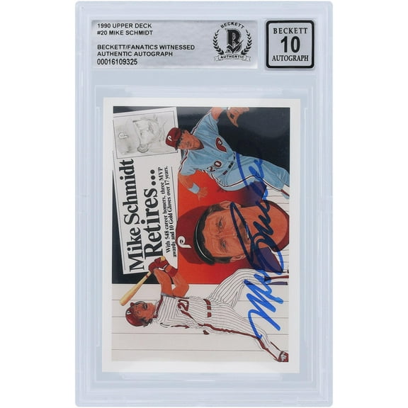 Mike Schmidt Philadelphia Phillies Autographed 1990 Upper Deck Series1 #20 Beckett Fanatics Witnessed Authenticated 10 Card with Multiple Inscriptions - Fanatics Authentic Certified