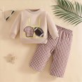 thumbnail image 2 of NOLDARES Infant Toddler Girls Cute 2pcs Fall Winter Outfits Long Sleeve Round Neck Print Top and Elastic Waist Pants Set Clothes Clothing(Yellow,12-18 M), 2 of 4