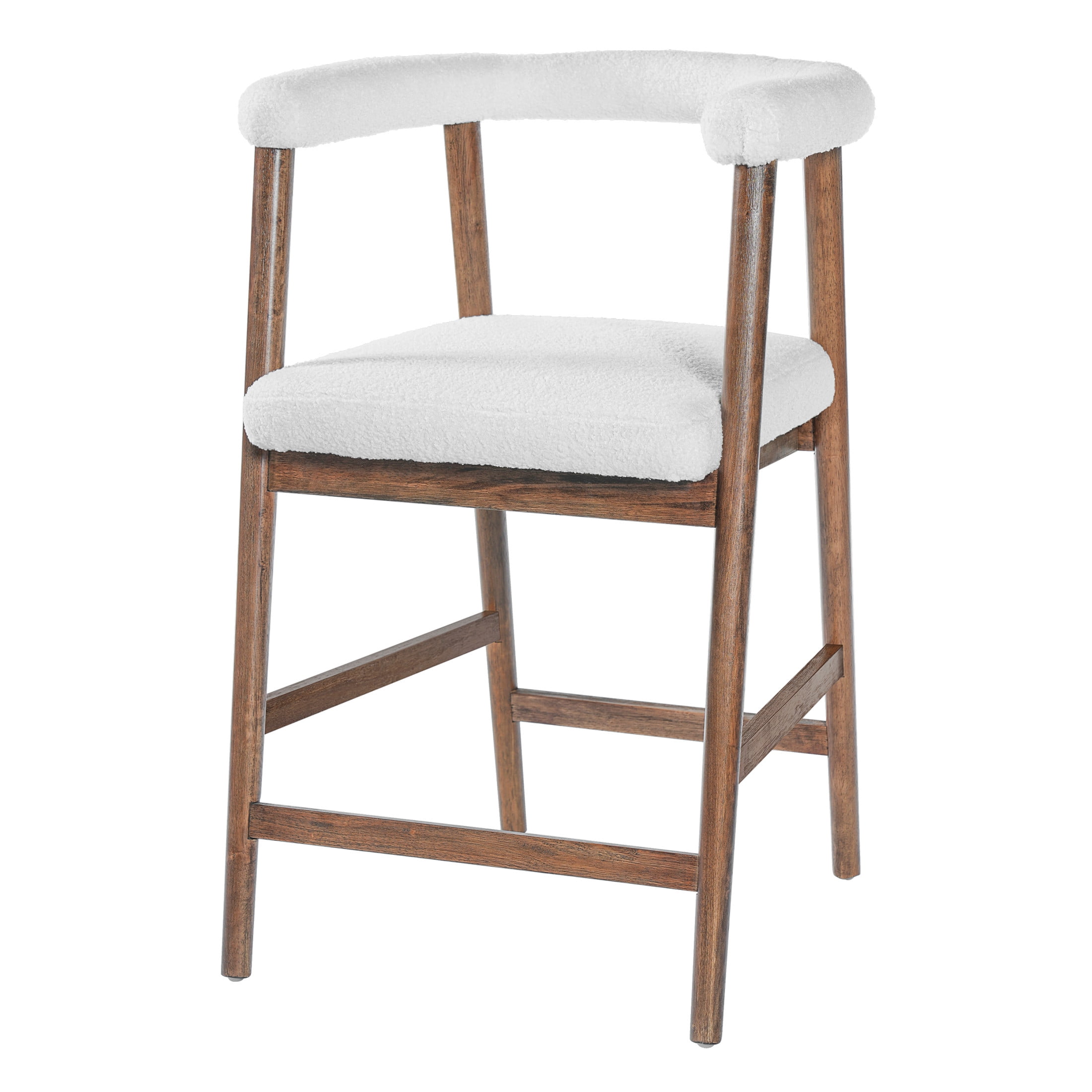 Christopher Knight Home 24.5" Seat Height Bar Stools with Back, Upholstered Counter Stools for Kitchen Island, Walnut, Set of 2