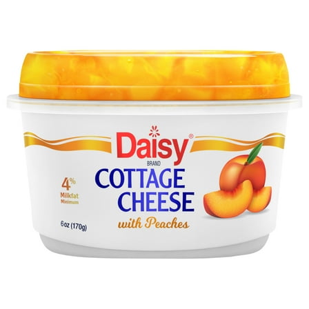 Daisy Cottage Cheese with Peach, 4% Milkfat, 6 oz Cup (Refrigerated) – 14g of Protein per Serving