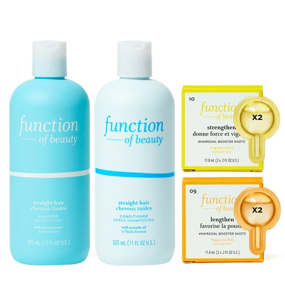 Function of Beauty Straight Hair Shampoo & Conditioner Set with Strengthen and Lengthen Boosters, 11 fl oz, 2 Pack