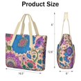 thumbnail image 3 of Tote Bag for Women - Colorful Floral Pattern Shoulder Bag - Large Utility Work Duffle Bag with Zipper Handbag for Travel, Work, Sprots, 3 of 5