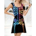 thumbnail image 3 of FEOYA Ladies Skeleton Bones Dress Women's 3D Digital Printed Dress Costume Anatomy Irregular Dress XL, 3 of 6