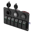 thumbnail image 2 of Ymiko Qiilu 12V 24V 6 Gang Switch Panel, Car Boat Marine LED Rocker Switch Panel Dual USB Voltmeter Lighter, 2 of 8