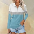 thumbnail image 2 of fatyb Women's Long Sleeve Shirts Color Block Quarter Zip Casual Tops Collar Pullover Blouses for Women, 2 of 7