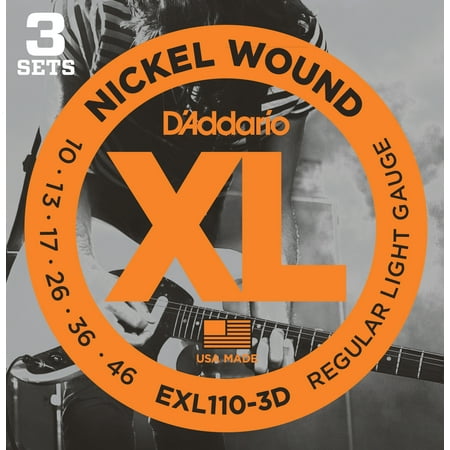 D'Addario EXL110-3D Nickel Wound Electric Guitar Strings, Regular Light, 10-46, 3