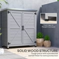 thumbnail image 6 of Outsunny Wooden Storage Cabinet, Outdoor Prep Station with Metal Tabletop and Shelf, Patio Storage Cabinet with Double Doors, Gray, 6 of 9