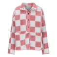 thumbnail image 3 of kamemir Jackets For Women Causal Sherpa Fall Jacket Loose Button Down Plaid Winter Coats(Pink,S), 3 of 5