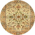 thumbnail image 1 of Ahgly Company Indoor Round Traditional Chrome Gold Yellow Medallion Area Rugs, 4' Round, 1 of 6