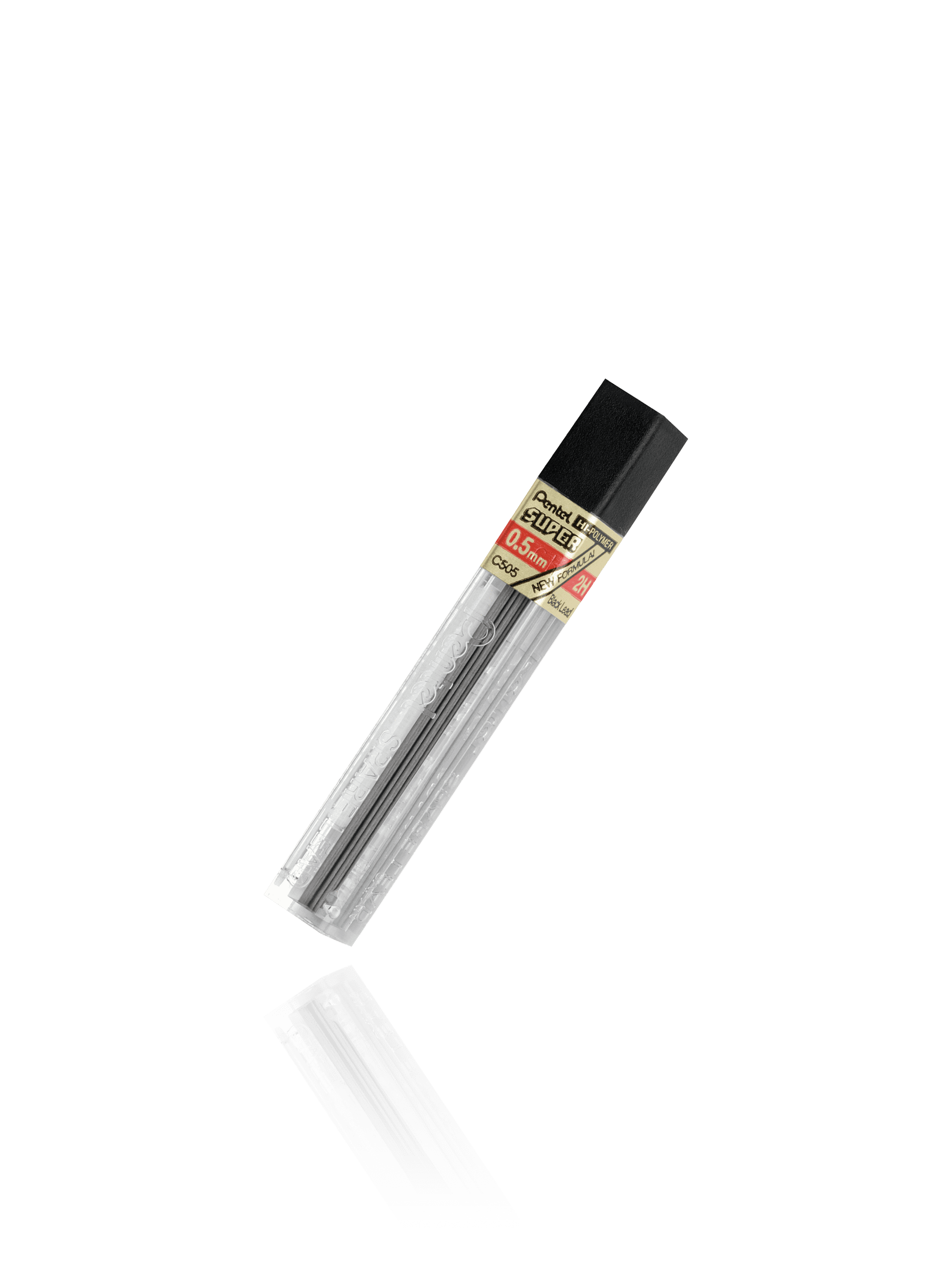 Pentel Super Hi Polymer 2B Lead Refill, Fine Point, 0.5 mm, 12 Count