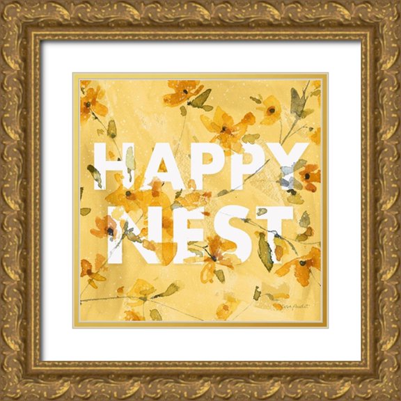 Audit, Lisa 20x20 Gold Ornate Wood Framed with Double Matting Museum Art Print Titled - Happy Yellow 15A