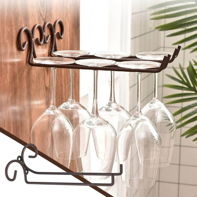 Elegant Wall Mounted Rack - Stylish Metal Glass Rack Goblet Holder & Bar Shelf for Efficient Storage of Bottles and Stemware