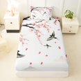 thumbnail image 3 of Homewish Japanese Ink Landscape Twin Sheets,Cherry Blossom Swallow Bedding,3 Pieces,1 Fitted Sheet and 1 Pillowcase, 3 of 6