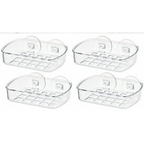 4 Clear Soap Dish Suction Cup Drain Holder Bar Saver Tray Bathroom Shower Rack