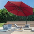 thumbnail image 3 of COBIZI 10ft Patio Umbrella Outdoor Cantilever Round Umbrella Aluminum Offset Umbrella with 360-degree Rotation for Garden Deck Pool Patio, Wine red, 3 of 10