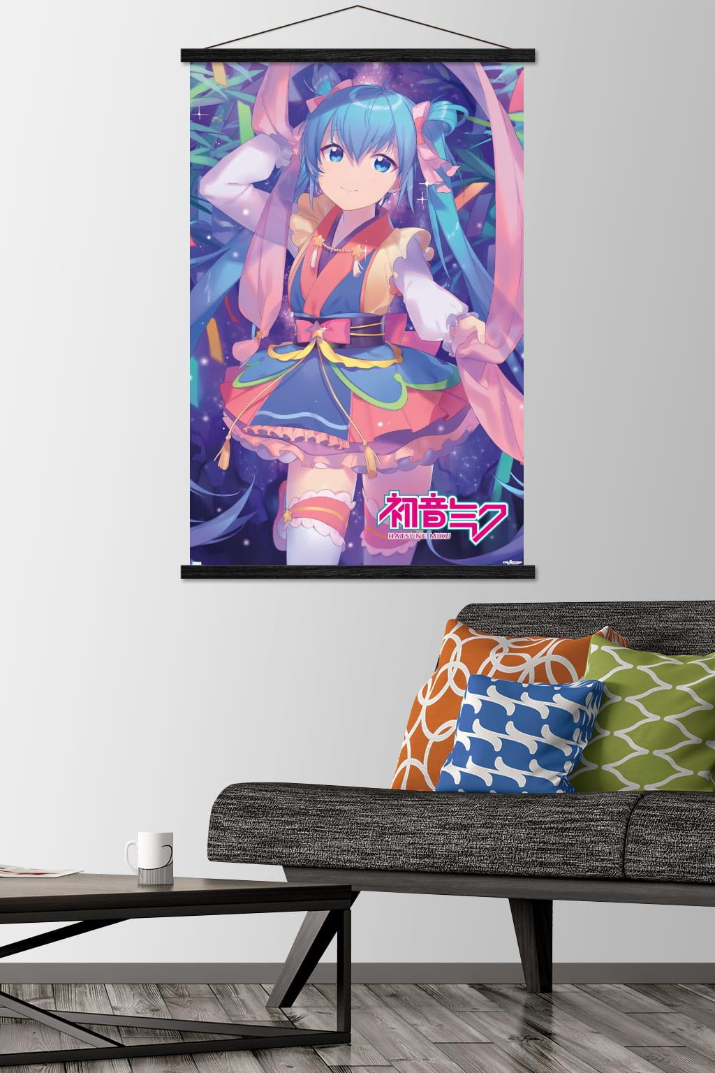 Hatsune Miku - Ribbons Wall Poster with Magnetic Frame, 22.375" x 34"