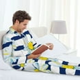 thumbnail image 6 of Naloa Daisy Striped Nautical Men’s Pajamas Set - Long Sleeve Button Down Sleep Shirt and Pajama Bottoms Sleepwear Set-XX-Large, 6 of 7