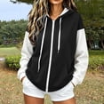 thumbnail image 2 of Vynhevius Women's Color Block Hoodie Zip Up Drawstring Hood Sweatshirts Pocketed Casual Long Sleeve Jacket Tops, 2 of 5