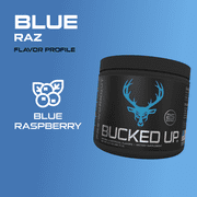 Bucked Up Pre-Workout Powder, Blue Raz, Vitamin B12 & 200mg Caffeine, 25 Servings