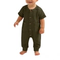 thumbnail image 7 of Busydd Baby Romper Fashion Ribbed Solid Color Short Sleeve Girls Rompers Casual Summer Lapel Button Pockets Boys Clothes 3-6 Months, 7 of 7