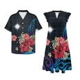 thumbnail image 4 of Garronmavis Hibiscus Marshall Islands Couple Matching Outfit Husban and Wife Clothing Men's Button Up Shir Light Hawaiian Tops and Womens Short Sleeve Dress A-Line Beach Sundress, 4 of 7