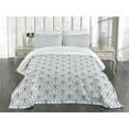thumbnail image 3 of Ambesonne Geometric Quilted Bedspread Set 3 Pcs, Seigaiha Pattern, Queen Size, Cadet Blue White, 3 of 5