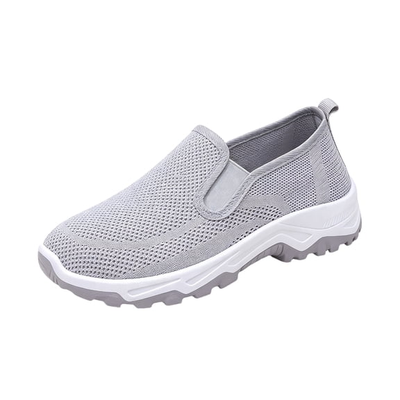EKVAHL Women's Orthopedic Walking Shoes Breathable Cushioned Mesh Sneakers Slip On Wide Width Arch Support Non‑Slip Nurse Shoes Gray