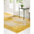 thumbnail image 3 of Unique Loom Midnight Bromley Rug Yellow/Ivory 2' x 3' 1" Rectangle Medallion Shabby-Chic Perfect For Living Room Bed Room Dining Room Office, 3 of 11