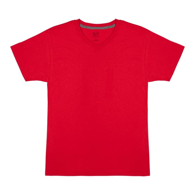 Playera Fruit of the Loom Para hombre cuello v, algodón sustentable, rojo, talla CH