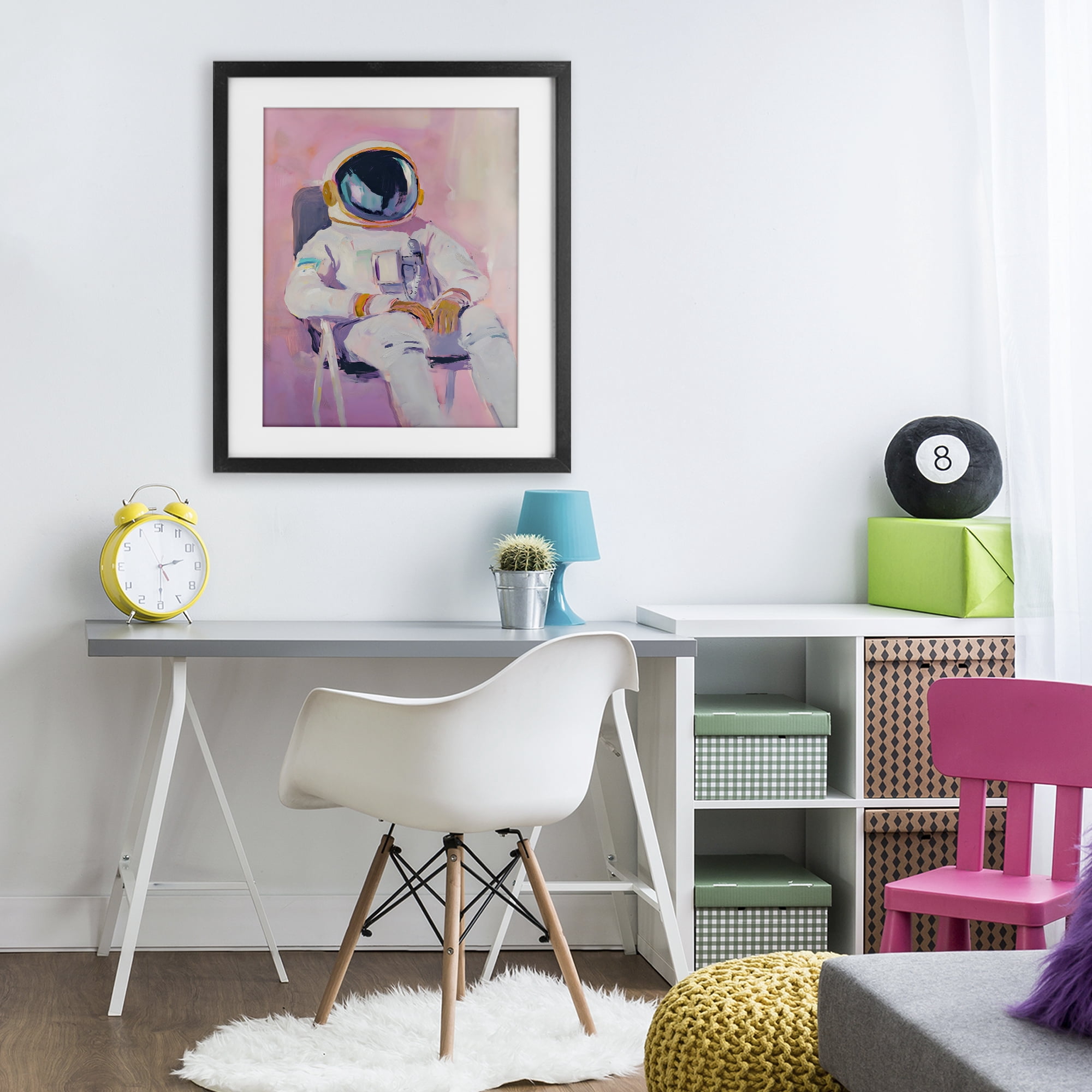 Stupell Industries Resting Astronaut on Chair Black Framed Print Under Glass, design by The Prints Vibe
