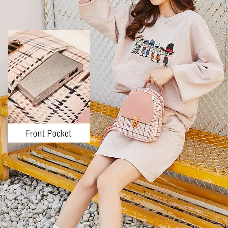 Mini Backpack Crossbody Bag For Teenage Girl Plaid Women Shoulder Phone  Purse Korean Style Backpack