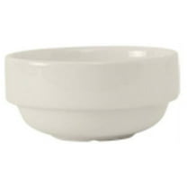 Tuxton AMU-046 Vitrified China Aluma Stackable Bouillon Bowl Pearl White - 8.5 oz - 2 Dozen