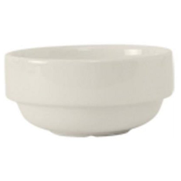 Tuxton AMU-046 Vitrified China Aluma Stackable Bouillon Bowl Pearl White - 8.5 oz - 2 Dozen