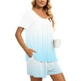 thumbnail image 4 of 2 Piece Sets for Women Fashion Casual Round-Neck Short Sleeve Two-Piece Comfortable Home Pajamas Sports Set, 4 of 7